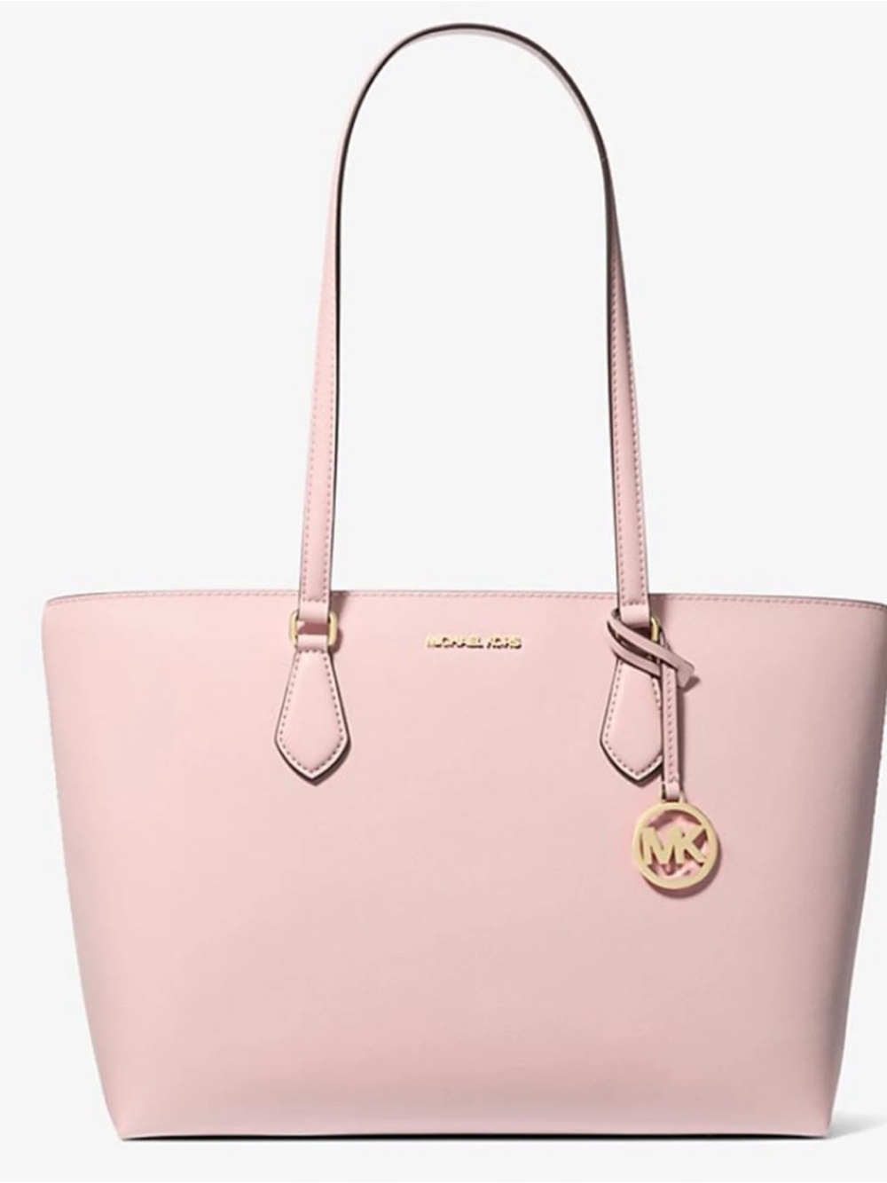 Michael Kors Pale Pink Leather Tote with Gold Logo Charm